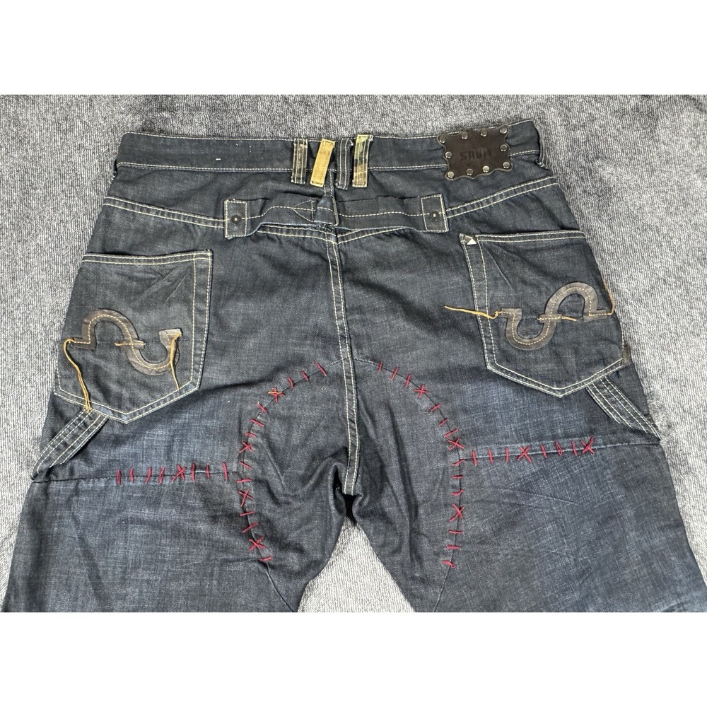 Sabit NYC Japanese Red Stitching Jeans Mens Sz 40x36 Streetwear Y2K Rap Hip Hop